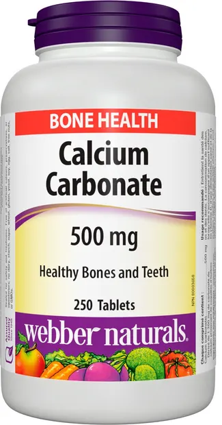 Calcium Carbonate, 500 mg, 250 tablete, Webber Naturals