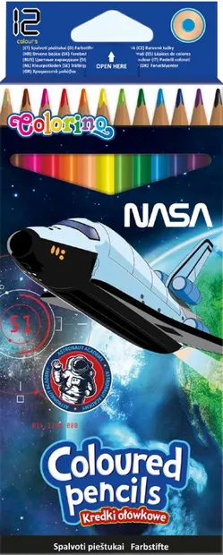 Set de creioane colorate Colorino - Nasa, 12 culori