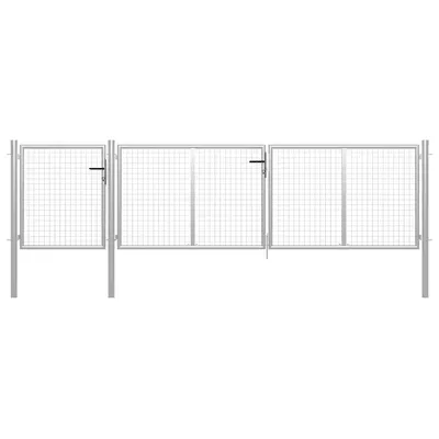 vidaXL Poartă de grădină din oțel 400x100 cm argintie