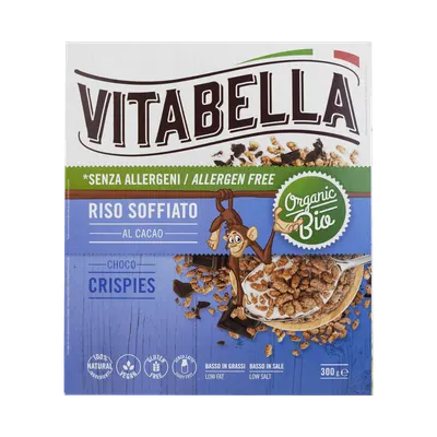 Cereale de orez fără gluten cu glazură de ciocolată - 300 g Vitabella Bio
