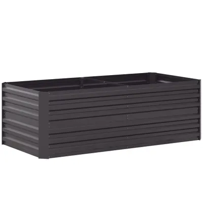 Outsunny Ghiveci pentru plante, jardiniere practică pentru plantare, îngrijire și cultivare, pat ridicat, oțel, gri închis | Aosom Romania