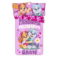 Lenjerie de pat pentru copii roz din bumbac pentru pătuț 100x135 cm Paw Patrol "Pawsome friendships grow" – Jerry Fabrics