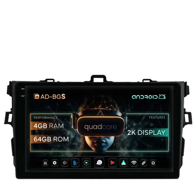 Navigatie 2K Toyota Corolla (2007-2013), Android, S-Quadcore 4GB RAM + 64GB ROM, 9.5 Inch - AD-BGS90042K+AD-BGRKIT091