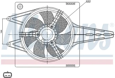 Ventilator radiator (cu carcasa) potrivit FIAT BRAVA, BRAVO I, MAREA, MULTIPLA 1.2-1.6CNG 10.95-06.10