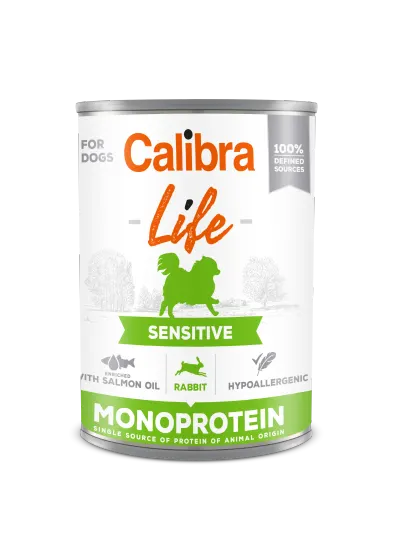 Hrana umeda caini, Calibra Dog Life Sensitive Rabbit, 400 g