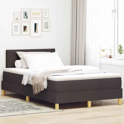 vidaXL Pat cu arc LED cu benzi LED Maro închis 120 x 200 cm țesătură