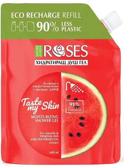 Nature of Agiva RosesGel de duș hidratant Taste My Skin, umplutură , 600 ml