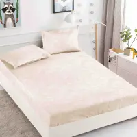 Cearsaf cu elastic, Bumbac FINET, 160/180x200cm, 2 fete de perne 50x70cm, Jojo Home, Crem, model floral