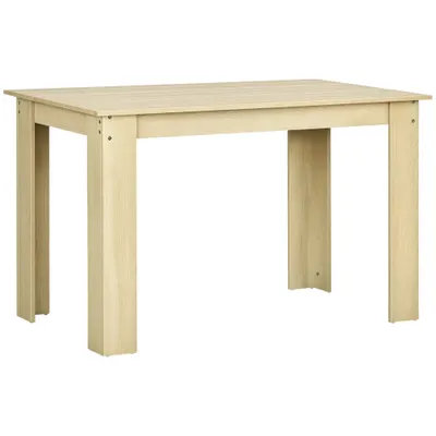 HOMCOM Masă de dining masă de bucătărie design modern cu placa mare pentru 2-4 persoane din lemn dim. 120L x 69l x 75H cm stejar | Aosom Romania