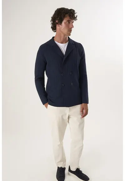 Cardigan din bumbac cu nasturi - Bleumarin