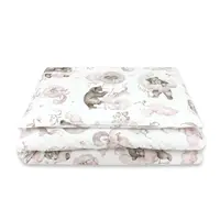 Lenjerie patut junior cu 2 piese, Qmini, Din bumbac certificat Oeko Tex Standard 100, 140 x 200 cm, Teddy Bear and Friends Pink