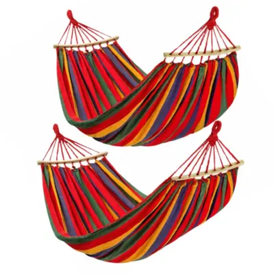 Set 2 x Hamac cu bara de lemn pentru o vara relaxanta