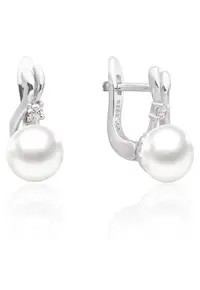 Cercei argint cu perle naturale si zirconia - Tendre