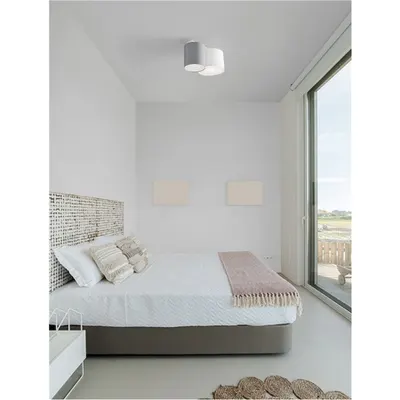 Plafoniera BRYSON Nisipiu Alb Metal Baza Alb & Gri Fabric Shade LED E27 2x12 Wat 230 Volt IP20 Fara bec
