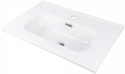 Lavoar baie incastrat, ceramic, cu gaura pentru baterie, 60x38.5 cm, alb, Deante Tubo