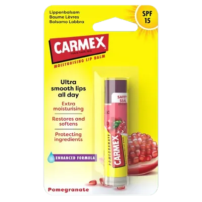 Balsam reparator pentru buze uscate si crapate cu aroma de rodie SPF 15, Carmex | 4.25 g