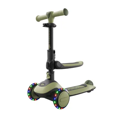 Trotineta pentru copii Kinderkraft Halley 2 Grassland Green, reglabila, pliabila, roti Led luminoase, cu scaunel