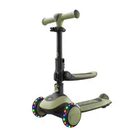 Trotineta pentru copii Kinderkraft Halley 2 Grassland Green, reglabila, pliabila, roti Led luminoase, cu scaunel