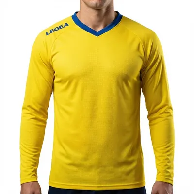 Bărbați Fotbal Maglia Manica Lungă Traspirantă Giallo-Blu Monaco ML