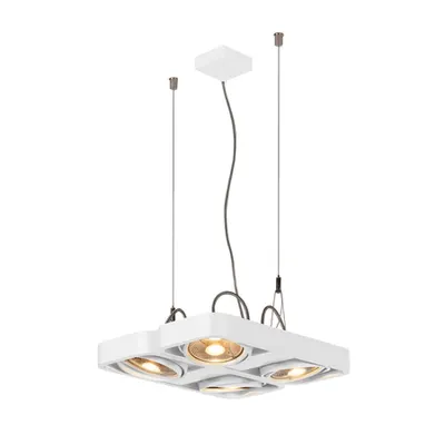 Lampa suspendata, lustra AIXLIGHT® Pendant GU10, white pendant, four-headed, QR111, square, white, L/W/H 40/36/5 cm, 4x75W max.