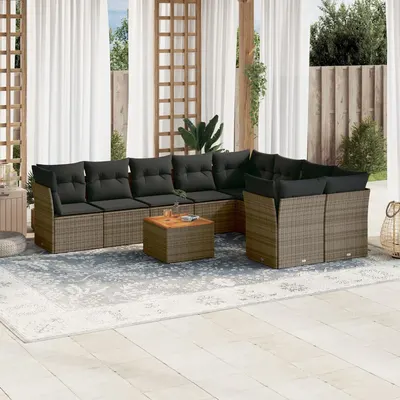 Gossi set mobilier de gradina cu perne, 10 piese, gri, poliratan