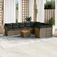 Gossi set mobilier de gradina cu perne, 10 piese, gri, poliratan