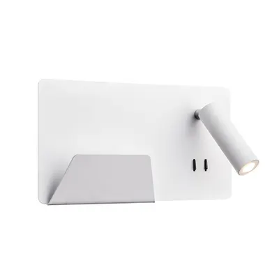 Corp iluminat de perete, aplica, lumini SOMNILA SPOT perete, alb cu LED-uri de interior de suprafata montat pe perete lumina 3000K versiune alba din stanga incl. conexiune USB