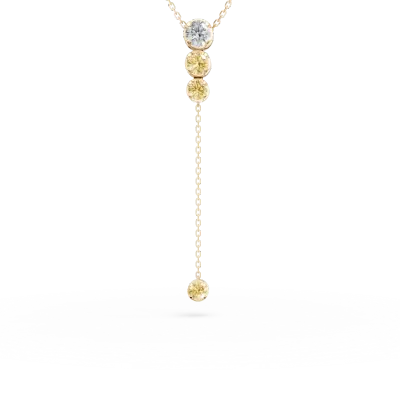 Lant cu pandantiv din aur galben cu diamante multicolore de 0.61ct