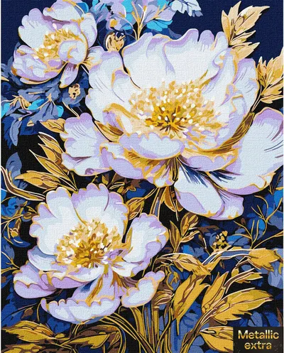 Set de pictură după numere Ideyka Metallic Extra - Buchet Elegant, 40 x 50 cm