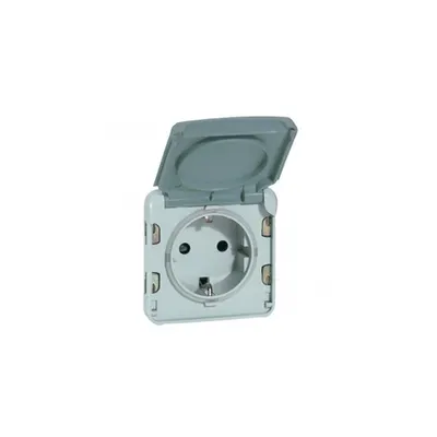 priza Plexo IP55 - German standard - 2P+E automatic terminals- modular-gri