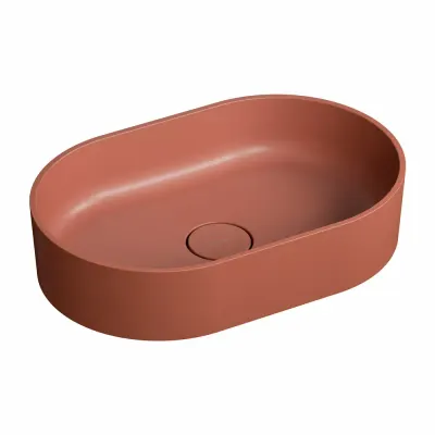 Lavoar OMNIRES Ovo M+ cu montare pe blat, 55x36 cm, compozit, teracota mat