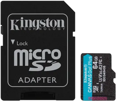 Card de memorie Kingston - Canvas Go! Plus Gen 4, 64GB, microSD, Class 10 + Adaptor