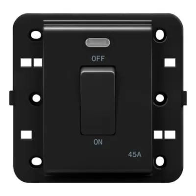 Intrerupator 2P 250V ac - Standard englez - 45 A - 1 modul - BACKLIT - BLACK - CProiector HORUS