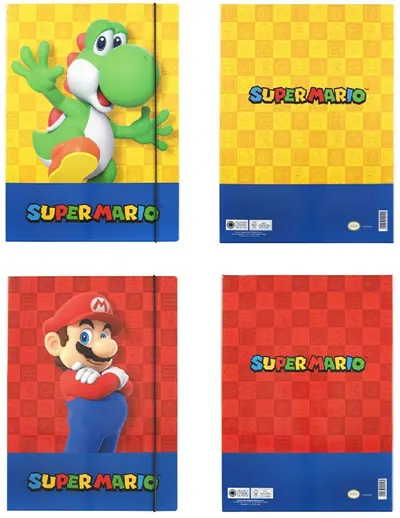Dosar cu bandă elastică Panini Super Mario - Red & Blue, sortiment
