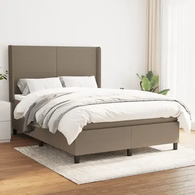 Gossi pat box spring cu saltea, gri taupe, 140x200 cm, textil
