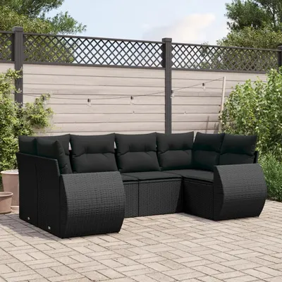 Gossi set mobilier de gradina cu perne, 6 piese, negru, poliratan