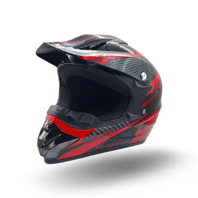 Casca motocross atv copii XTR 125, culoare negru rosu, marime YS, 51-52cm
