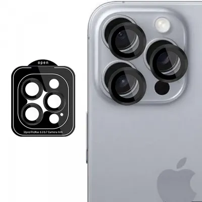 Folie de protectie Camera Spate 3MK Protection Pro pentru Apple iPhone 16 Pro Max / 16 Pro, Sticla Securizata, Neagra