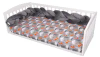 Protectie impletita pentru patut 180 cm Bumper din Velvet Cloudy Grey