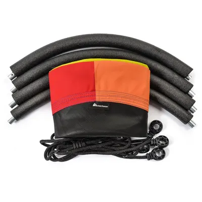 Leagan rotund pentru copii, Meteor, tip cuib de barza, cadrul din metal, tesatura Oxford 600D, YellowOrangeRed, 110 cm