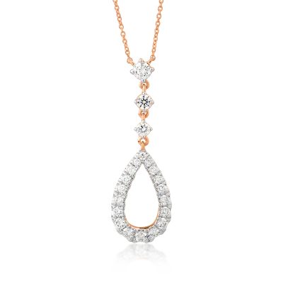 Lant cu pandantiv din aur roz cu diamante de 0.463ct
