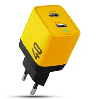 Incarcator Retea Timebox, 2 Porturi, 40W, 2 x Type-C, LED, Galben - Default Title