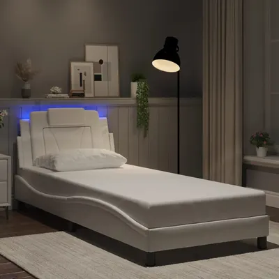vidaXL Cadru de pat, Viana, cu LED fără saltea, alb, 90x200 cm
