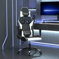 vidaXL Scaun de jocuri cu masaj, negru și alb, piele ecologică