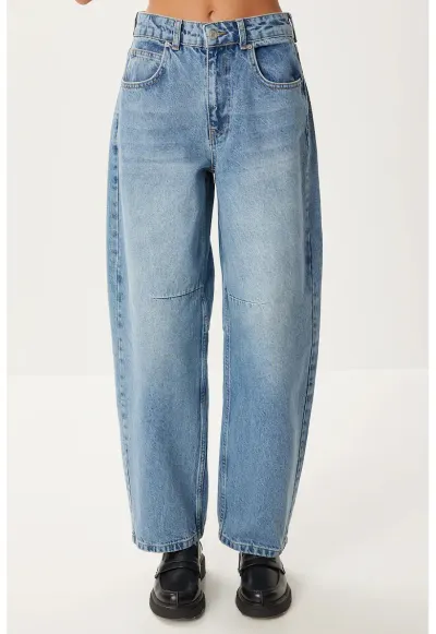Blugi Happiness Istanbul High Waist Balloon Fit - Denim - Albastru