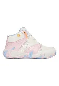 Pantofi sport dama - piele naturala - alb/roz