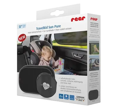 Set 2 parasolare auto cu lipire fara ventuze Travelkid, 1 bucata, Reer