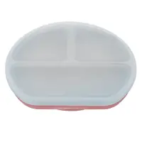 Farfurie compartimentata din silicon cu ventuza si capac Old Rose 6 luni+, 1 bucata, Appekids