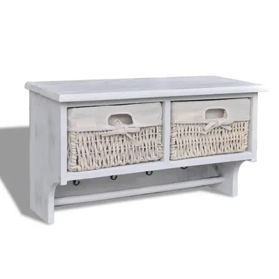 vidaXL Raft de perete, alb, 60 x 23,5 x 33 cm, lemn de paulownia