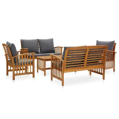 vidaXL Set mobilier grădină cu perne, 5 piese, lemn masiv de acacia